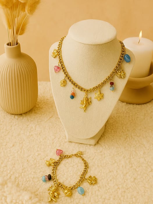 Parure collier bracelet ange