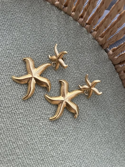 Boucle d’oreille acier inoxydable étoile de mer nacre irisée