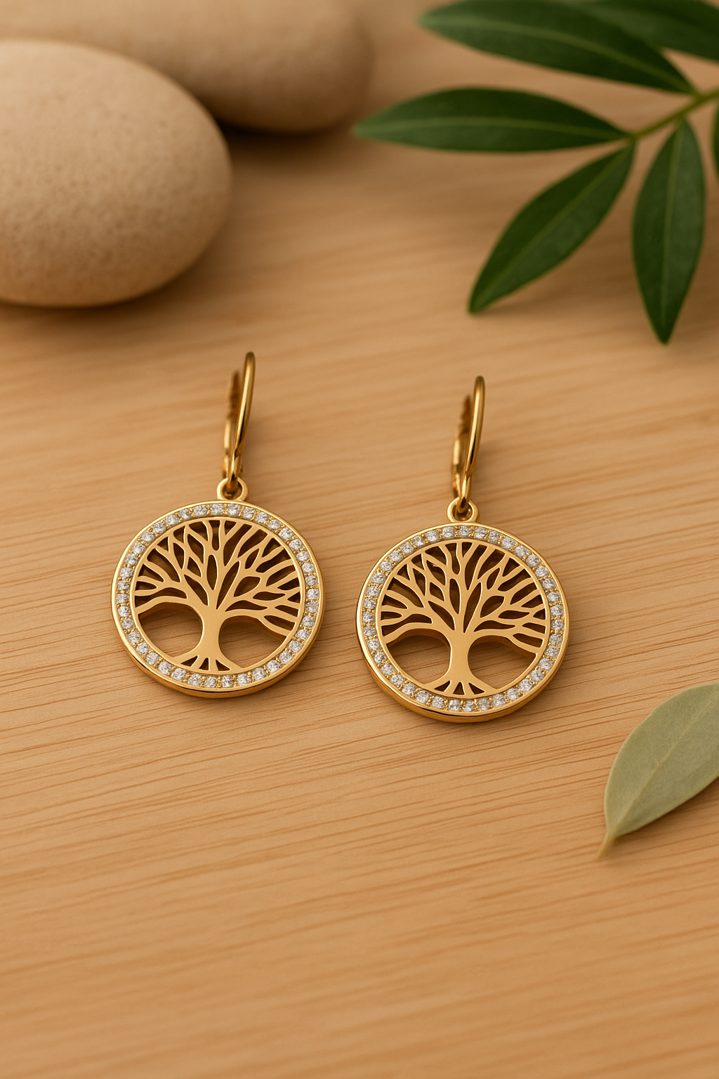 Boucles d’oreilles Arbre de vie 2,6 cm