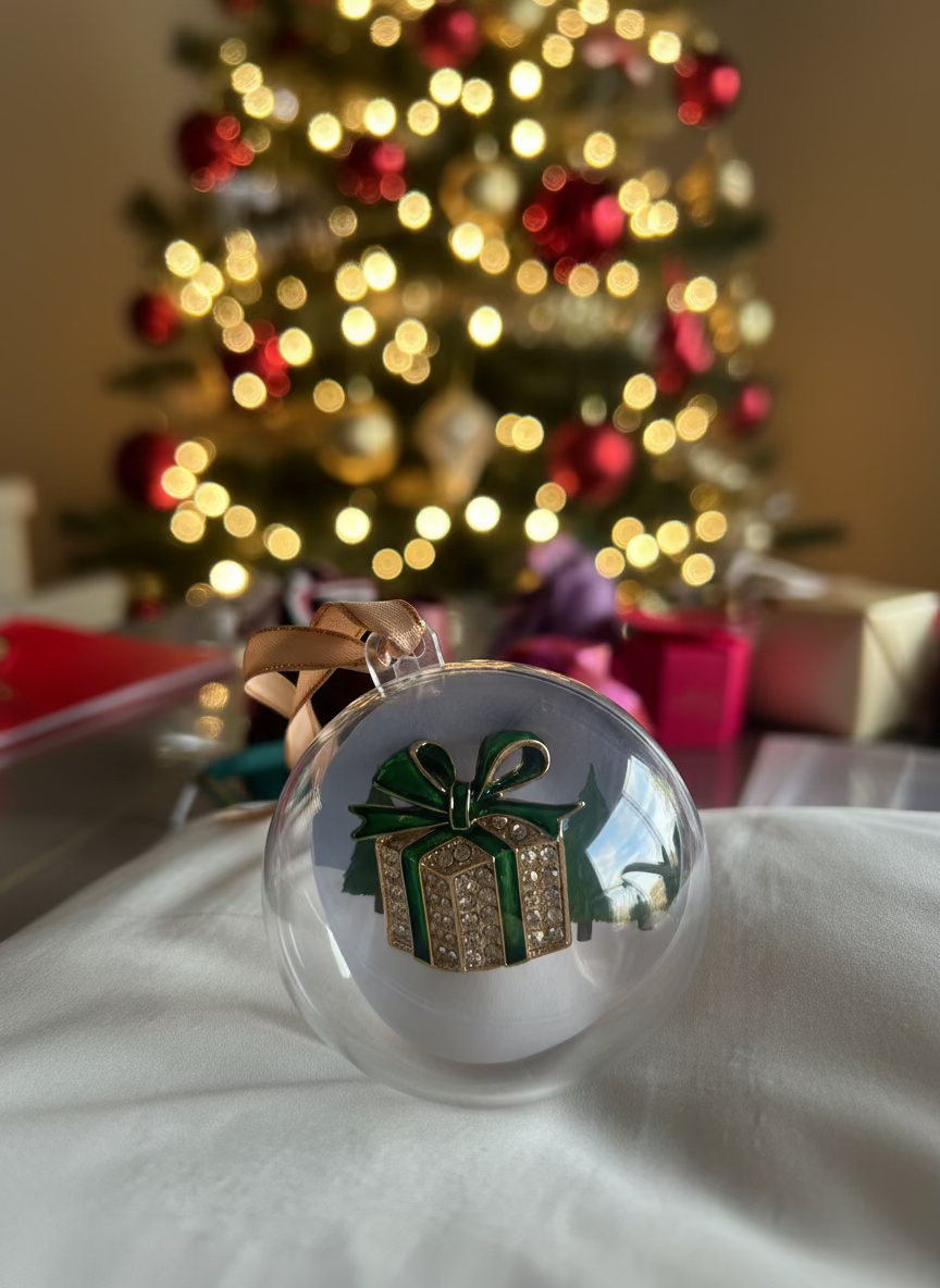 Boule de Noël avec broche cadeau
